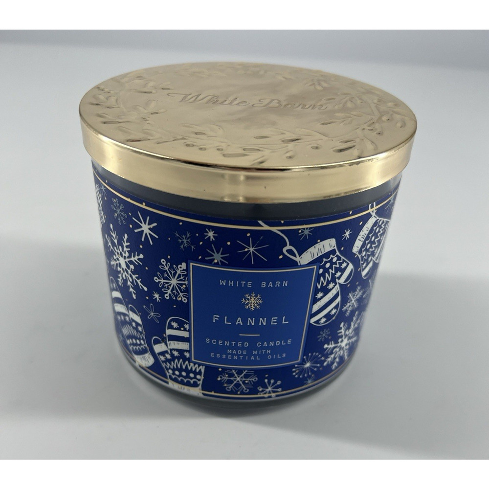 White Barn Holiday ~ FLANNEL ~ 3 Wick Large Scented Candle Bath & Body Works New